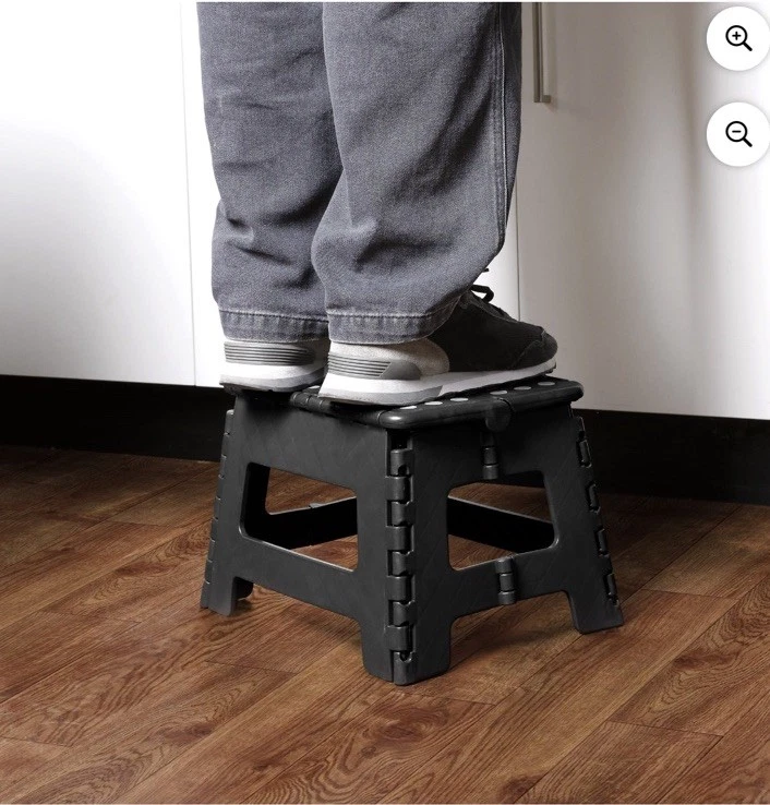 Folding Step Stool Collapsible Folding Plastic Kitchen Kid Bathroom Handle Black - Image 4 of 4