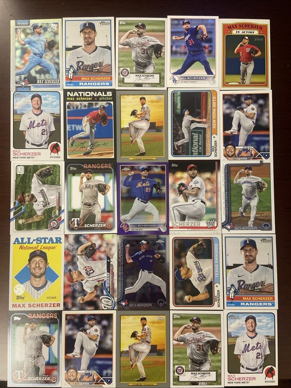 Max Scherzer Topps Baseball 25 Card Lot! Nationals Mets Rangers Blue Jays Tigers