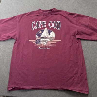 VTG Cape Cod Shirt Men 2XL Red Tultex 100% Cotton Massachusetts Single Stitch