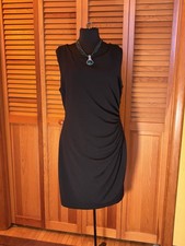 Bisou Bisou Michele Bohbot Black Sheath Dress Womens 16 Ruched Cocktail Classic