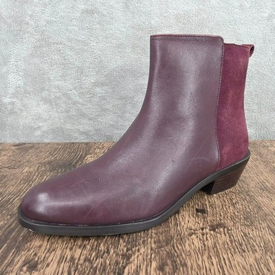 Coach Carmen Booties 6 Wine Red Suede Leather 2 Tone Designer Ankle Zip Classic