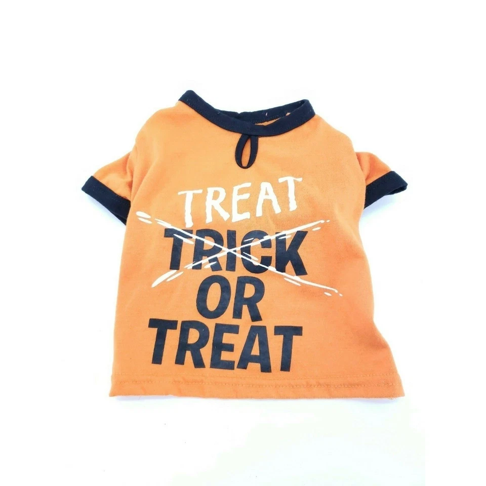 Camisa Halloween Mascota Gato Perro Ropa Golosina Truco o Trato X-Pequeña Naranja Negra Foto 3 de 3