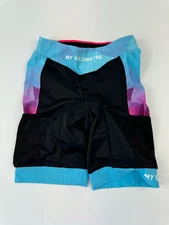 MY KILOMETRE   BLACK & BLUE PADDED CYCLING SHORTS  WOMEN'S SIZE SMALL