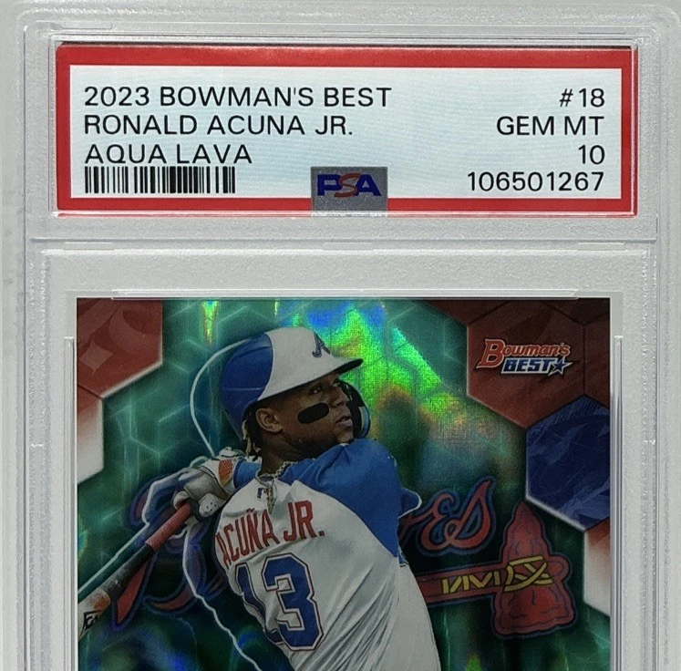 Ronald Acuna PSA 10 -2023 Bowman's Best Aqua Lava Refractor /199 - Acuña -Braves - Image 2 of 4