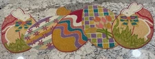 Pier 1 One Heavily Beaded Table Runner Pastel Easter Eggs Spring bunnies RARE