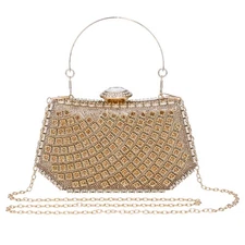 Evening Bag Rhinestones Clutch Purse for Women Giltter Crossbody Bags Gold Pa...