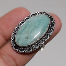 Amazonite Gemstone Handmade Fashion Ethnic Birthday Gift Jewelry Ring 7" SR 673