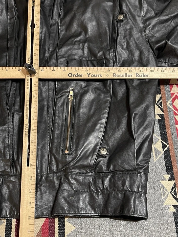 Chaqueta Bomber Pierre Balmain Paris Buenos Aires Cuero Negro Talla 2 Cremallera De Colección T41 Foto 2 de 4
