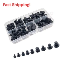100 Pcs Silicone Rubber Hole Plugs Set – 9 Sizes T-Type Black Silicone Caps