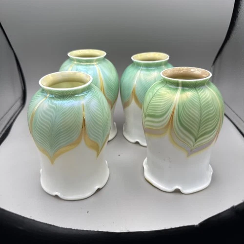 Steuben Marbleized Calcite Pulled Feather Lamp 4 Shades