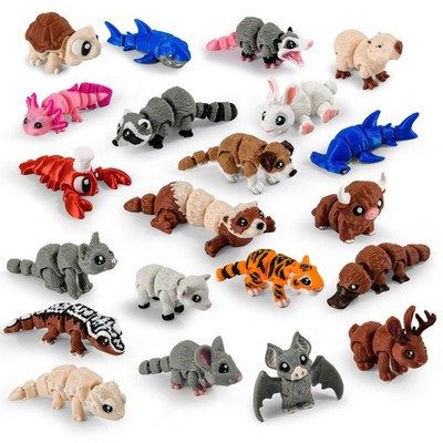 21 Pack 3D Printed Mini Animal Toys Flexible Articulated Desk Fidget Set