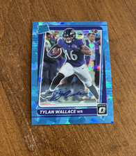 Tylan Wallace 2021 Optic Rated Rookie Blue Ice Prizm Auto Cowboys Ravens /15 RC
