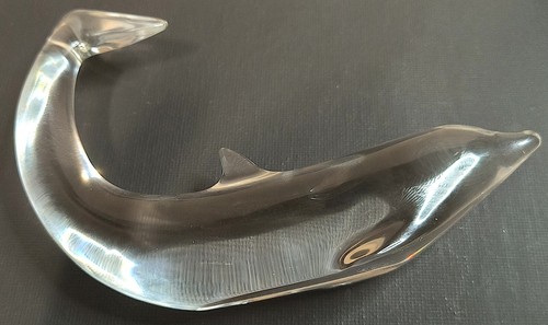 Baccarat France Crystal Dolphin Figurine Tail Up - Picture 2 of 4