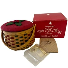Longaberger Tree Trimming Collection 2003 Melody Basket and Tie On Vintage USA