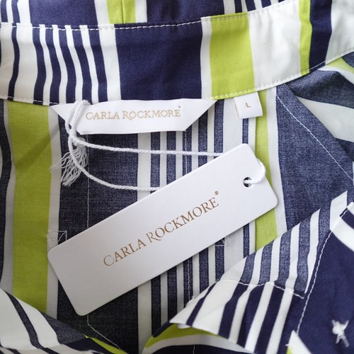Carla Rockmore Dress Large Colorful Striped Cotton Half Sleeves Casual Travel - Picture 3 of 17