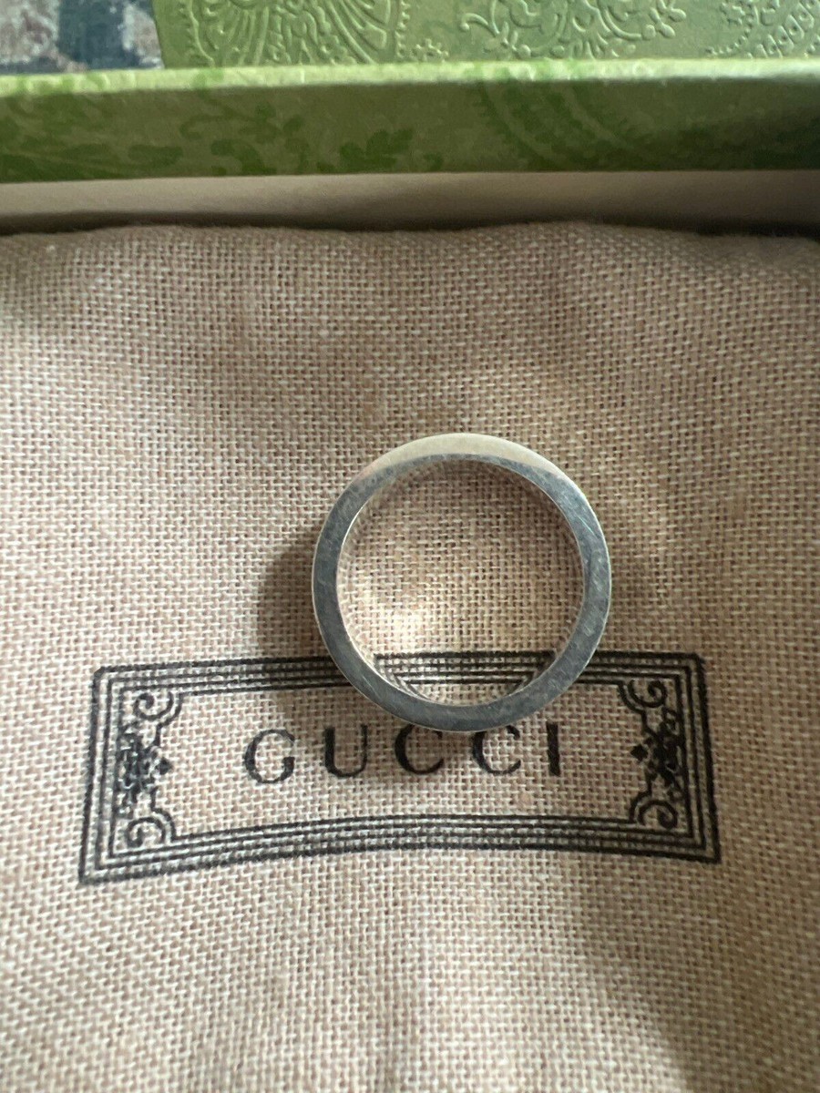 GUCCI 'Bee & GG Logo Engraved Ring' Sterling Silver Unisex