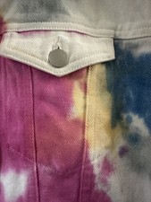 Savannah Jane Denim Jacket Multicolored, Water Colored Design Small, Chest 38”
