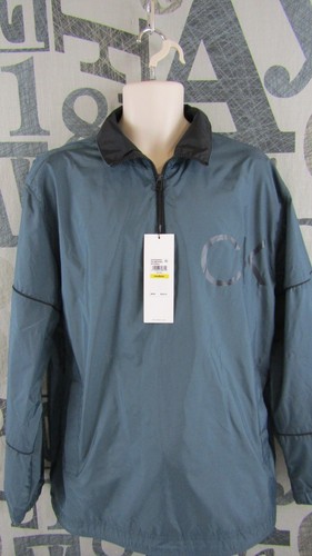 New Calvin Klein Men M Half Zip Jacket Dark Slate Mesh Lined Drawstring Hem $148 - Picture 4 of 11