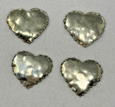 Vintage Southwest Silver Tone Heart Button Covers 4 pc
