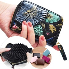 Womens RFID Blocking Leather Accordion Wallet Credit Card Holder Zipper Purse US
