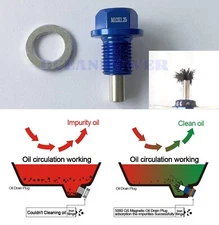 M12x1.25MM Anodized Engine Magnetic Oil Pan Drain Plug Bolt Blue For NISSAN
