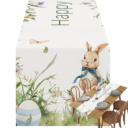 Table Runner 72 Inches Linen Table Runner Decorative Easter Table Covers - Picture 10 of 12