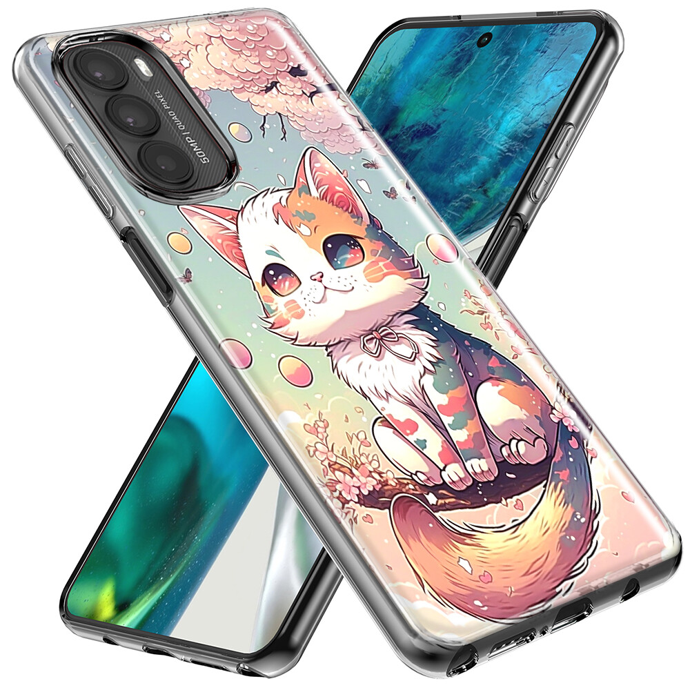 3 Cover Morbide In TPU Per Motorola Moto E20/E30/E40 - Trasparenti Con Disegni Panda, Farfalla E Gatto