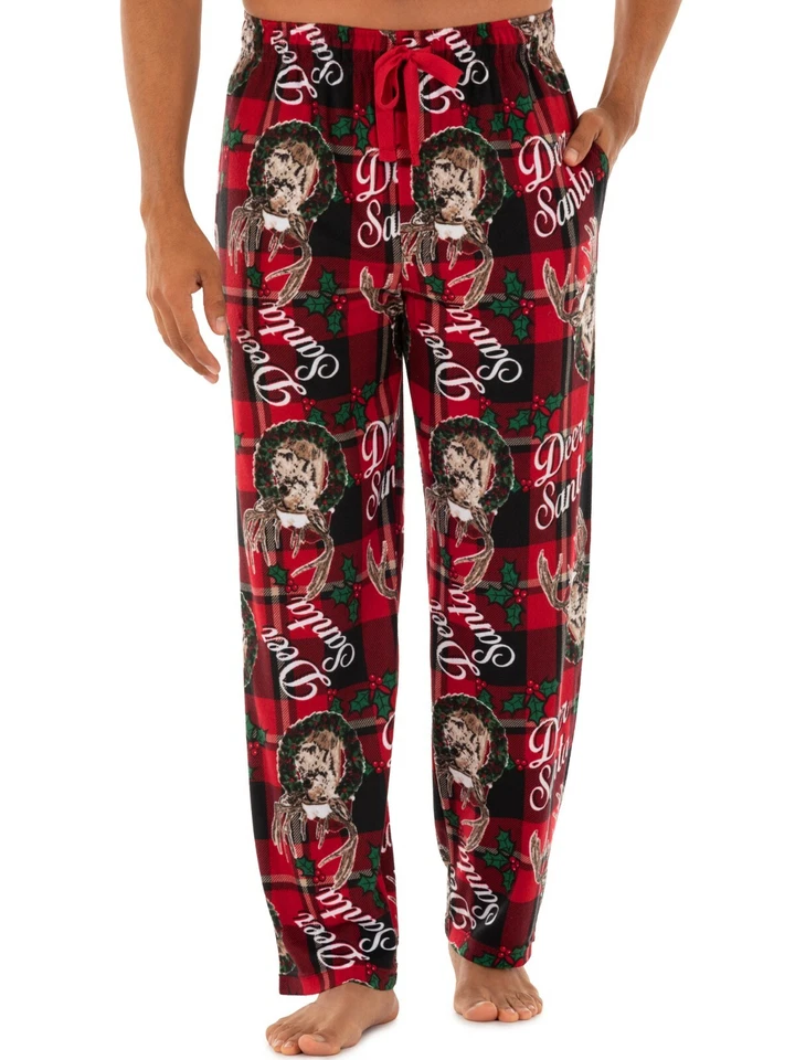 Брюки для сна мужские Fruit of the Loom Deer Santa рождественские флисовые пижама S-5XL - Изображение 3 из 4