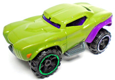 2013 HOT WHEELS MARVEL HULK MOBILE GREEN 1:64 DIECAST 2 3/4" CAR WITH PURPLE