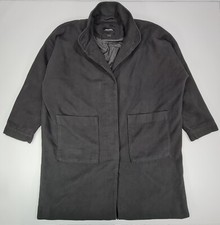 Monki Womens Coat Black M / L Wool Blend Long Line Soft