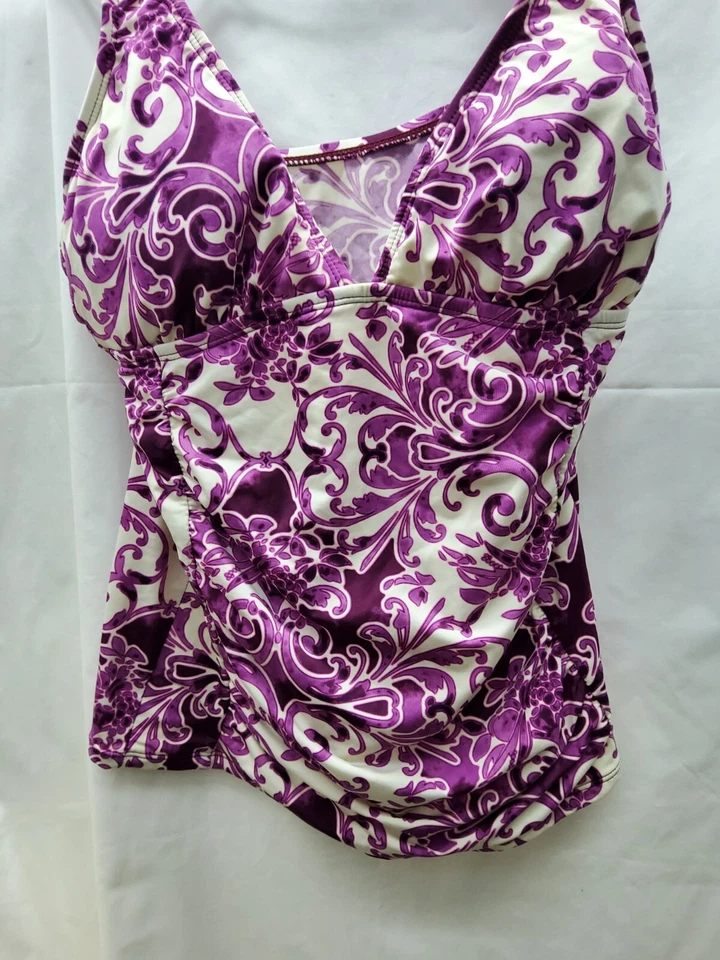 purple tankini LIZ CLAIBORNE  onepiece swimsuit bikini size 12 - Image 2 of 3