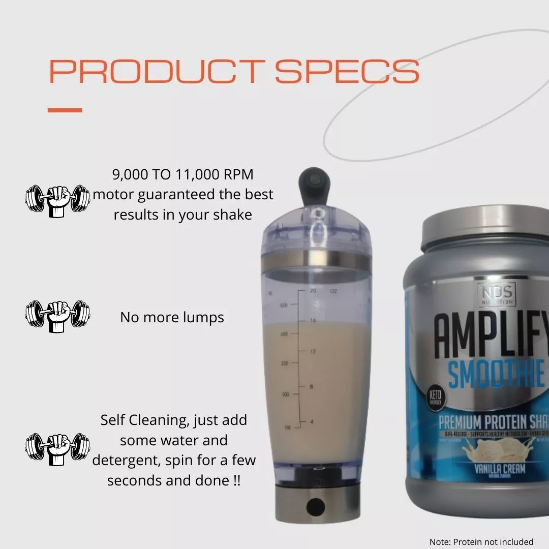 Electric Mixing Portable Protein Powder Shaker Bottle 600 ML Battery Operated
