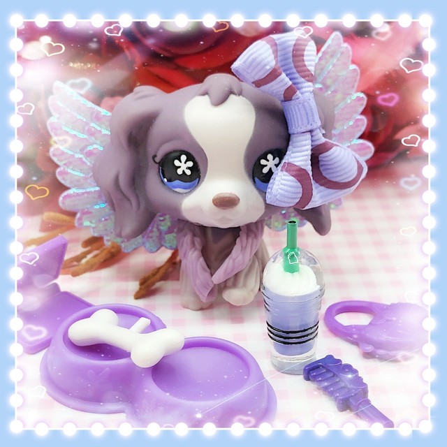 Authentic Littlest Pet Shop LPS 672 Rare Purple Cocker Spaniel Dog