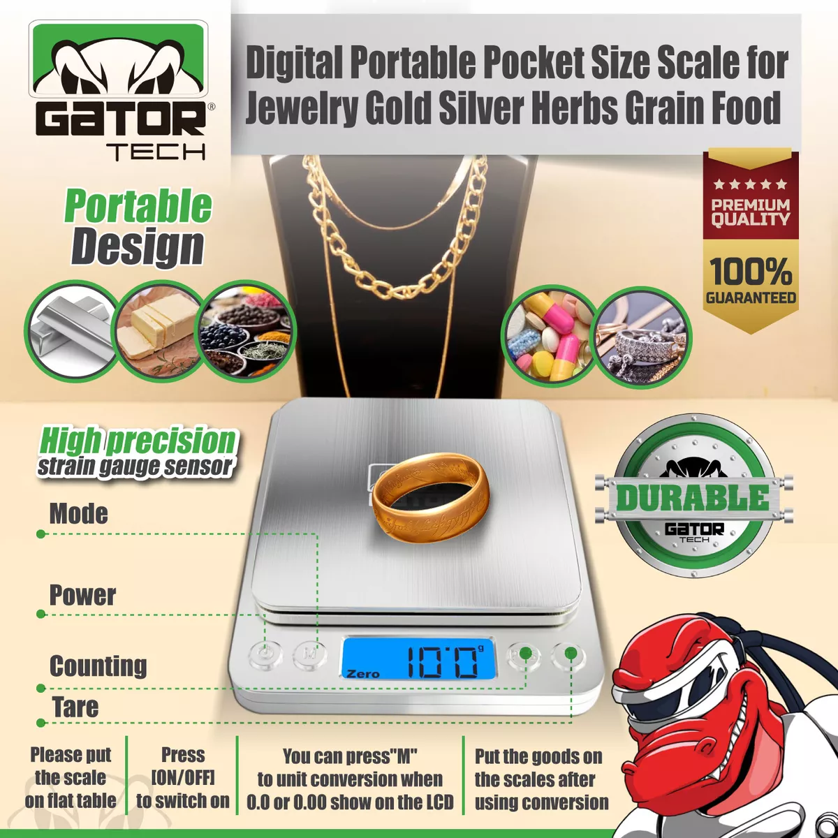 Digital Pocket Scale 1000g x 0.1g Mini Scale Portable Small Sized Jewelry Herb Grain Spice Gram Scale