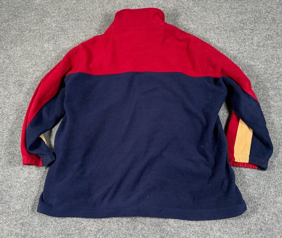 Retro Colorblock Zip Fleece Jacket Women's 1X Blue Red Yellow