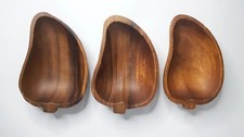 Set 3 Pcs Hand Carved Wooden Bowl Dish
