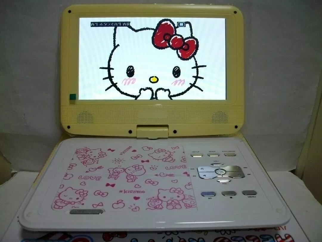 Hello Kitty Avox 9inch Portable Dvd Player Yellow ADP-9030MKTY-Y JPN FS Used