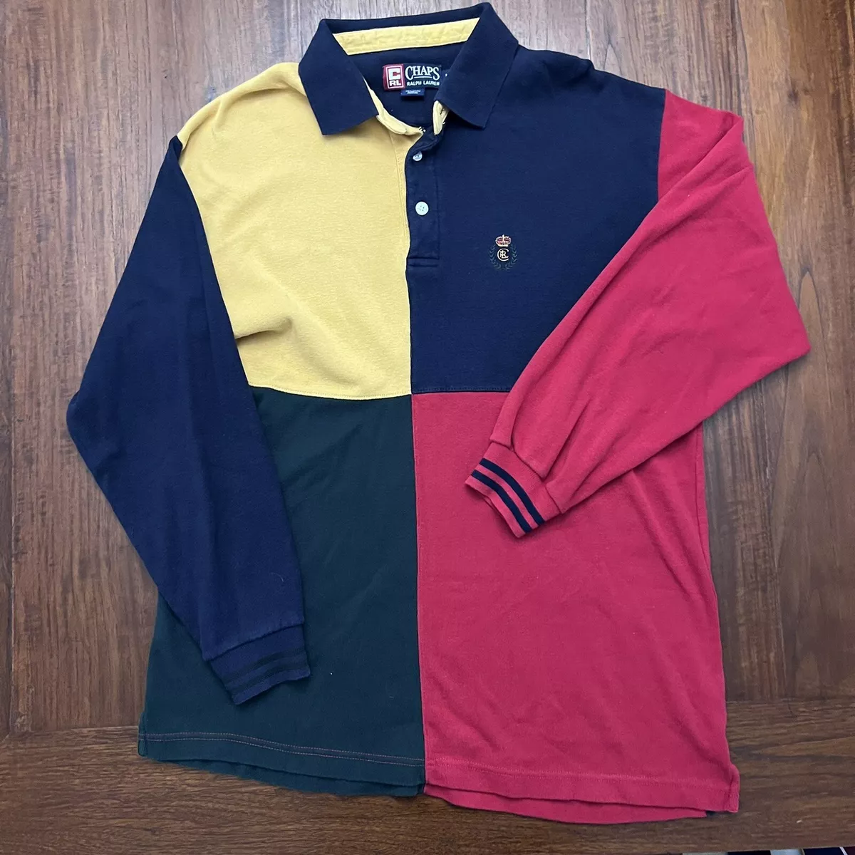 Vintage Chaps Ralph Lauren Colorblock Rugby Polo Shirt Mens M 90s Y2K