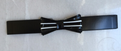 White House Black Market Wide Stretch Black Bow Belt Size S  display picture 1