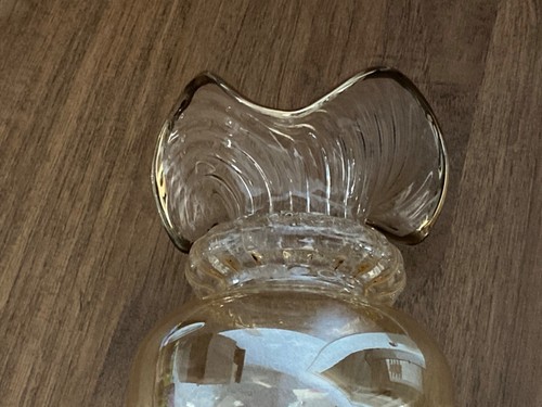 Vaso vetro ambrato soffiato argento 925 ACCA Argenteria alt. 32 base 10 cm NUOVO - Foto 3 di 7
