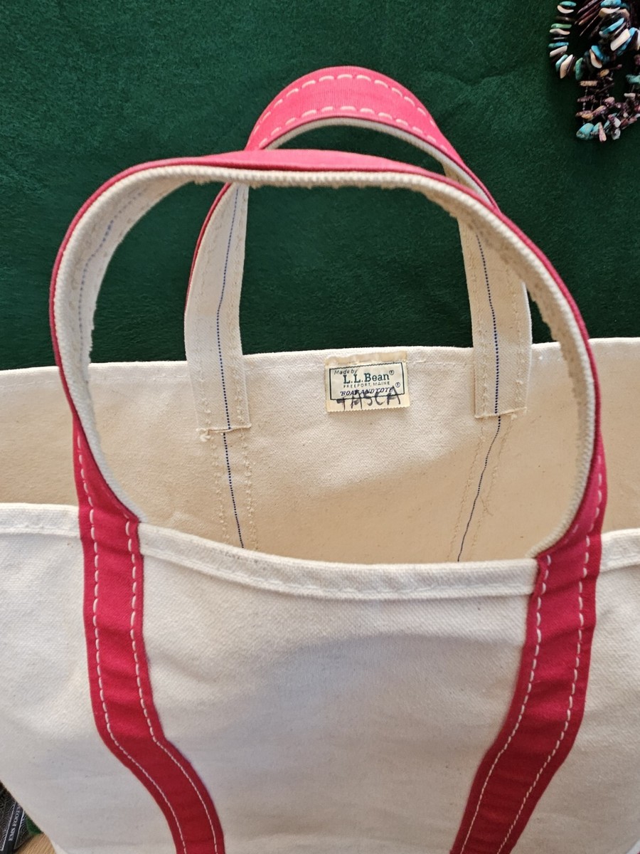 LL Bean レッド×アイボリー80‘s トートBOAT AND TOTE LL Bean Vintage Red Boat N Tote Canvas Zip Top Tote Extra