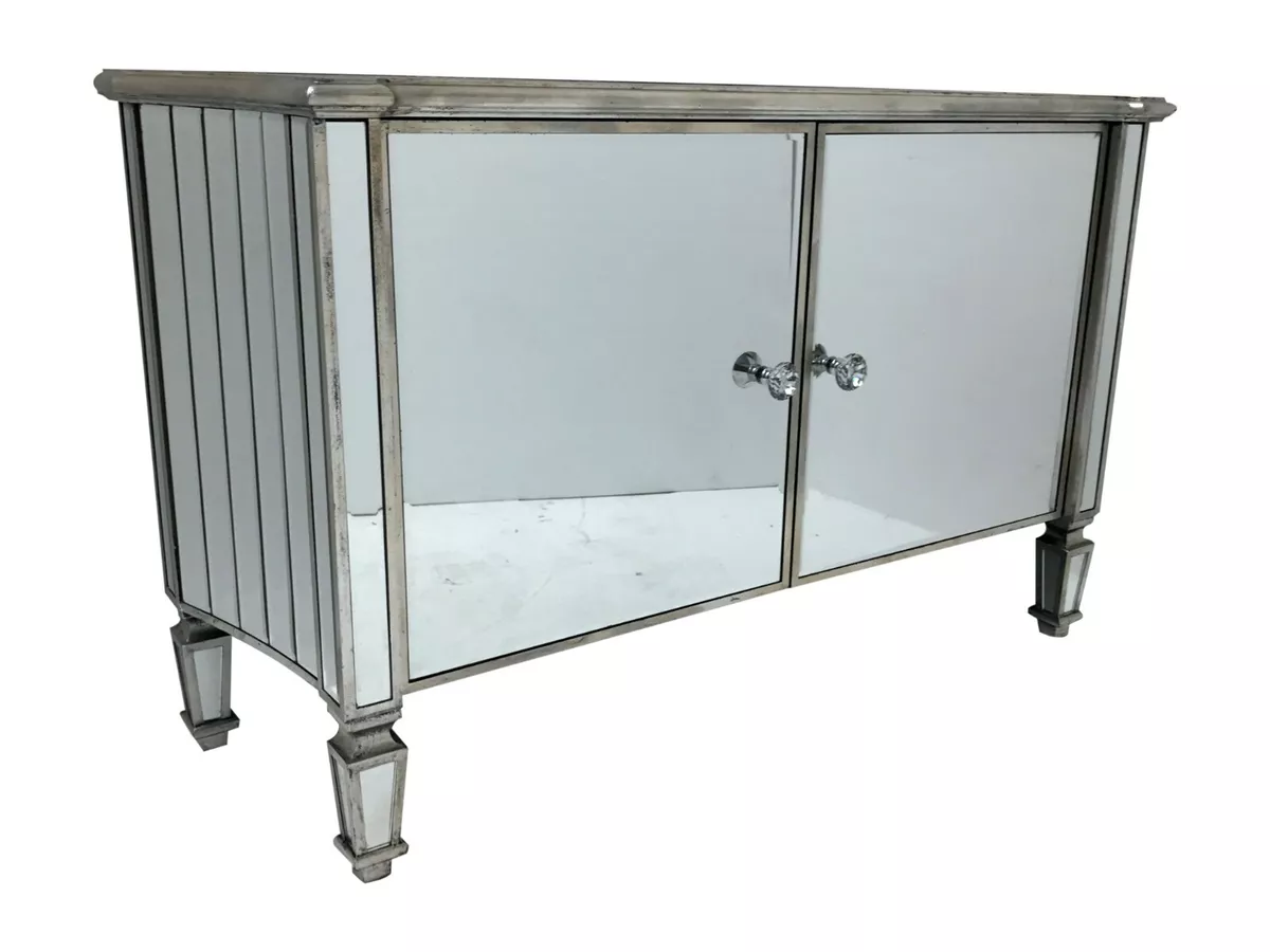 Mirrored Sideboard Cupboard 2 Doors Cabinet Glass Furniture Venetian