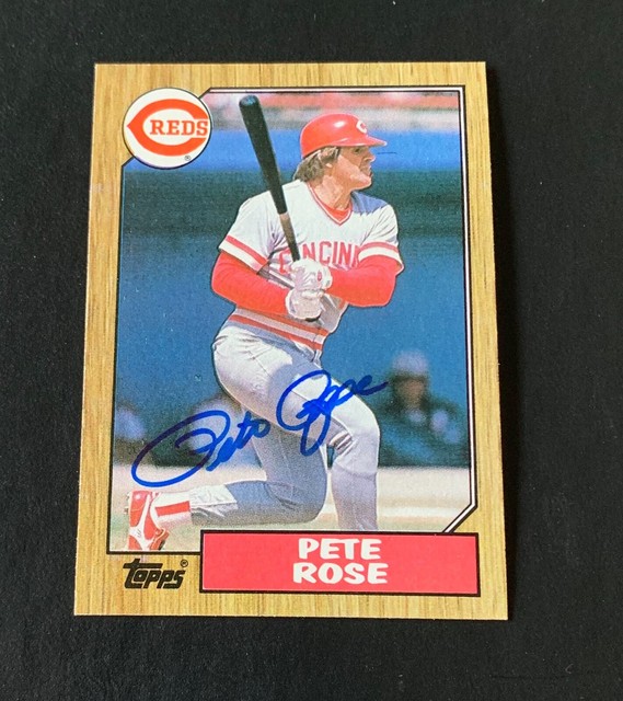 Pete Rose Signed Autograph 1987 Topps Baseball Card 200 Cincinnati