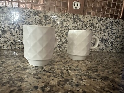 2 White Luxury Design Pattern Coffee 3 OZ Mini Mug Espresso Nespresso BRAND NEW
