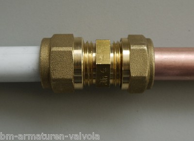 Kupfer-Verbundrohr-Kupplung m. Klemmverschr. 15 CU-16 Verb. ,22 CU-20 Verbr.(mm)