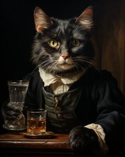 Victorian Cat Fancy Gentleman Aristocrat Whimsical Portrait Art Print C51