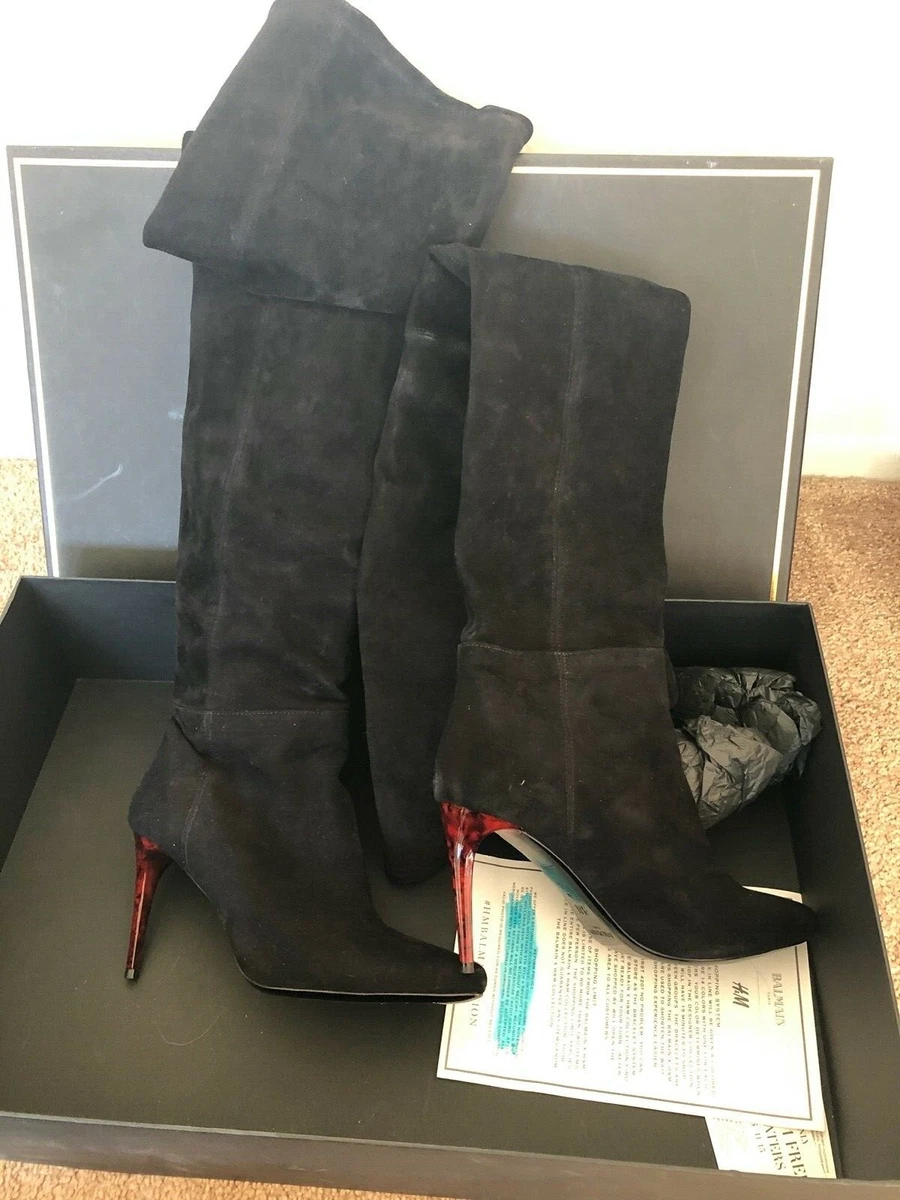 BALMAIN H&M Suede Tight high Boots Kylie Jenner sz 39 !