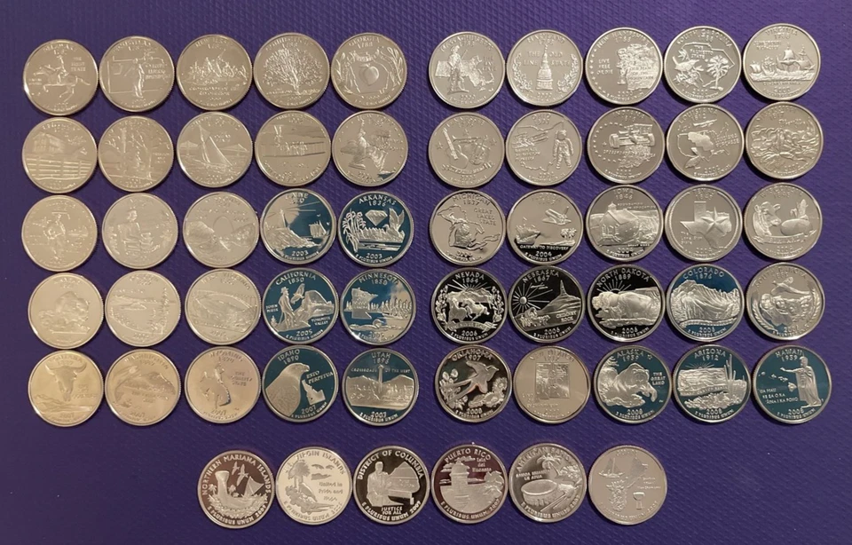 1999-2009 S -40 Different Proof State Quarters Clad Roll some toning Read  below - Image 2 of 4