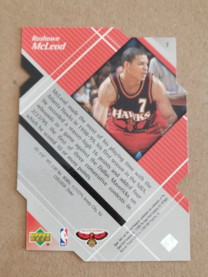 1999-00 Upper Deck Black Diamond Cut Roshown McLeod #3 Atlanta Hawks - Image 2 of 2