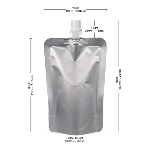 Silver White and Transparent Spout Pouches for Liquid, Juice 100ml to 5 Litre - Picture 32 of 120